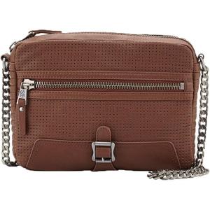 image:imageASH Riley Womens Saddletone Chain Crossbody Bag Perforated Leather Shoulder Handbag Zip Closure